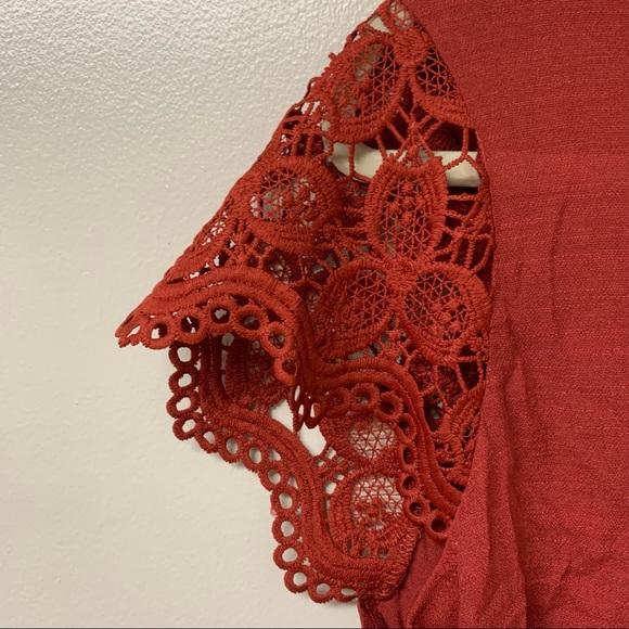 NWT Sweet‎ Wanderer Maternity Blouse with Cut out sleeves in Rust Size Large - Picture 6 of 7